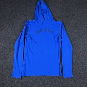 Nike Hoodie Womens S 930342-403 Blue Just Do It Waffle Knit Thermal EUC